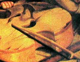 Raffaello (1518): Bridge on a Renaissance viola da gamba